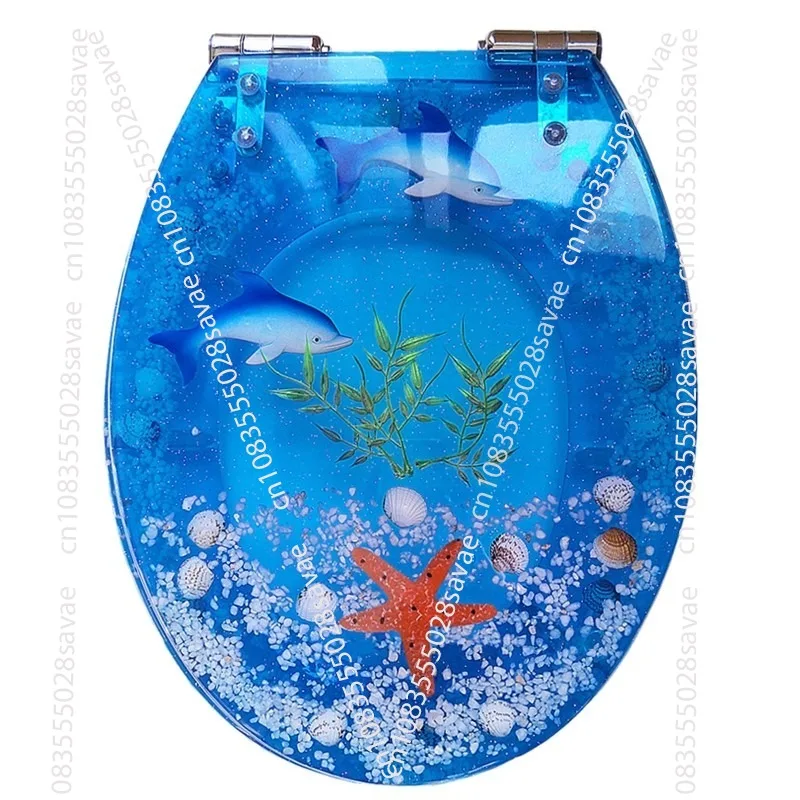

Ocean-shaped Toilet Seat Lid UVO Type Universal Vintage Flush Resin Toilet Ring Thickened Toilet Cover