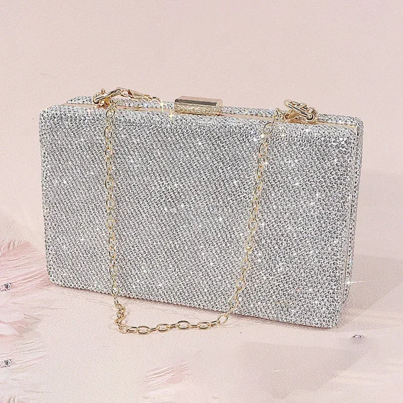 Luxury Rhinestone Purse Elegant Bling Crossbody Handbag Wedding Bridal Party Evening Bag Ladies Prom Clutch Jewelry Storage Box