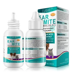 Aloe Ear Mite Treatment for Pets Medicine Kills Ticks Relieve Itchiness Soothes Ears with Aloe 2 Bottles Pack for Dogs and Cats