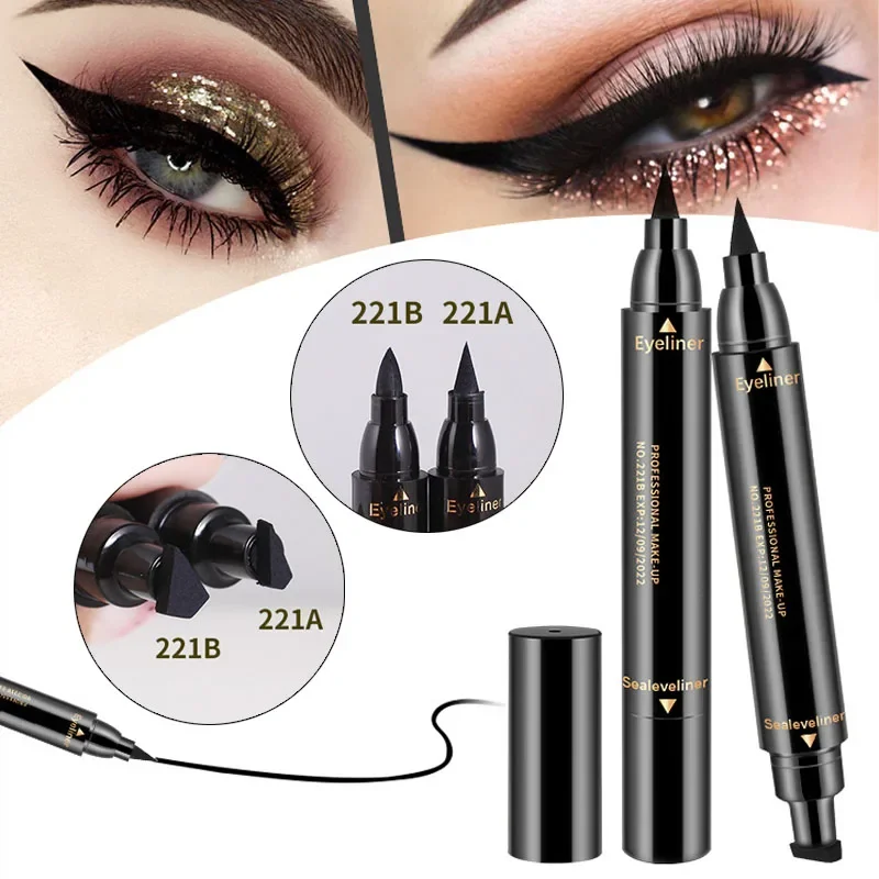 Crayon Eyeliner noir imperméable à double extrémité, outil de maquillage, cosmétiques de beauté, longue durée, 2 en 1