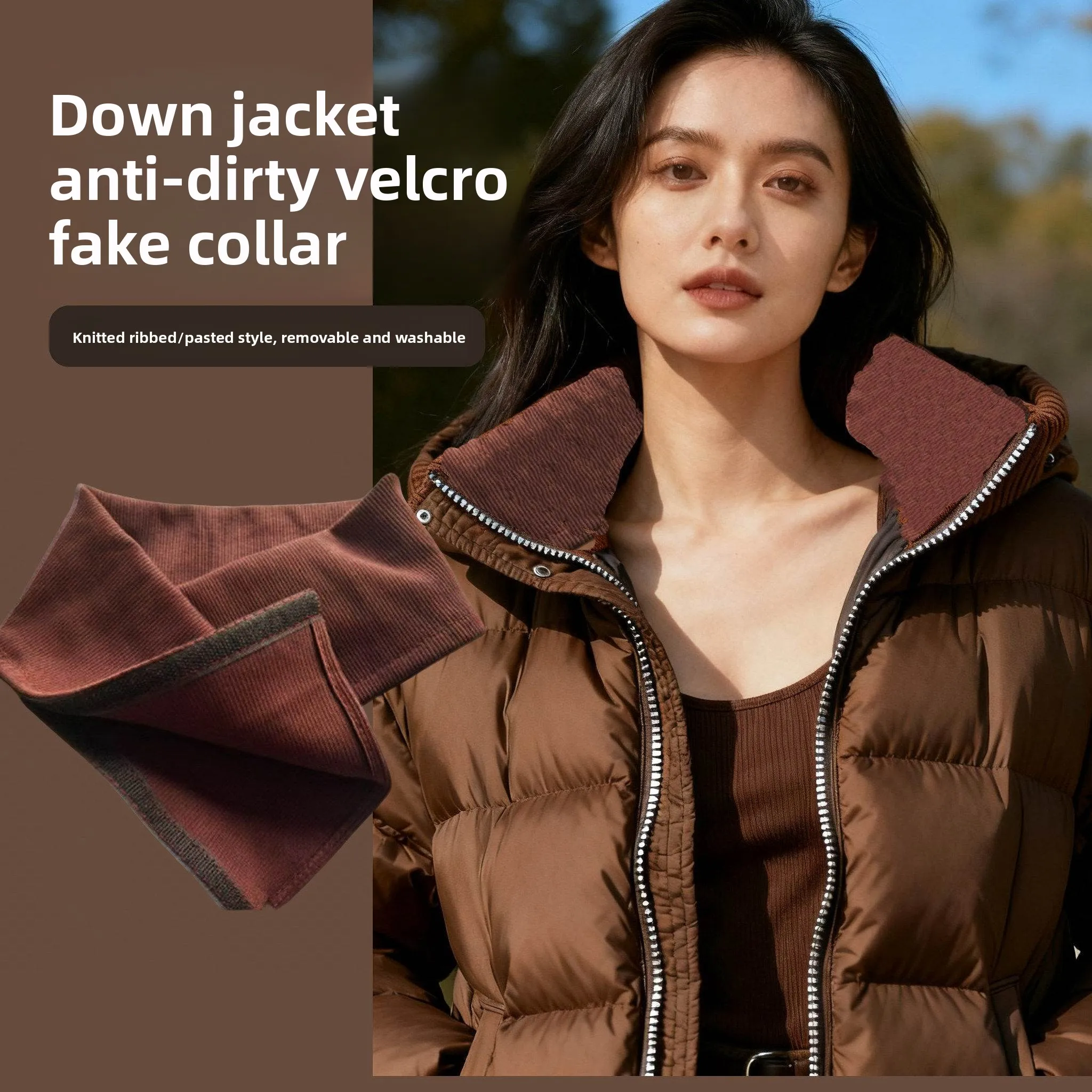 

Съемный вязаный воротник-накладка с полным покрытием для пуховиков, моющийся, с защитой от скольжения, на винтовой застежке