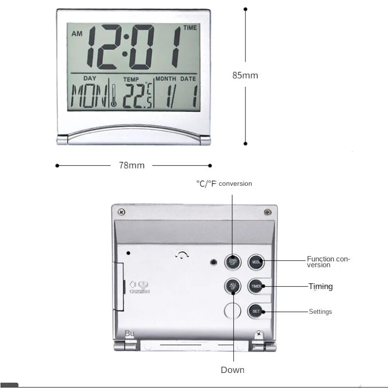 Igrometro elettronico di temperatura orologio da tavolo da tavolo pieghevole da scrivania Mini orologio digitale LCD da esterno regali di compleanno