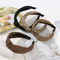 Fashion Leopard Print Headband with Ladies Wide Edge Cross Knot Hairband Vintage Fabric Adult Hair Accessories Women Girls