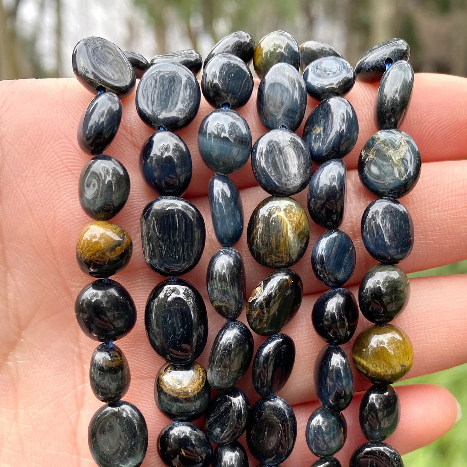 

8-10mm Natural Tiger Eye Stone Beads Yellow Blue Irregular Loose Beads for Jewelry Making DIY Bracelet Necklace Accessories 15''