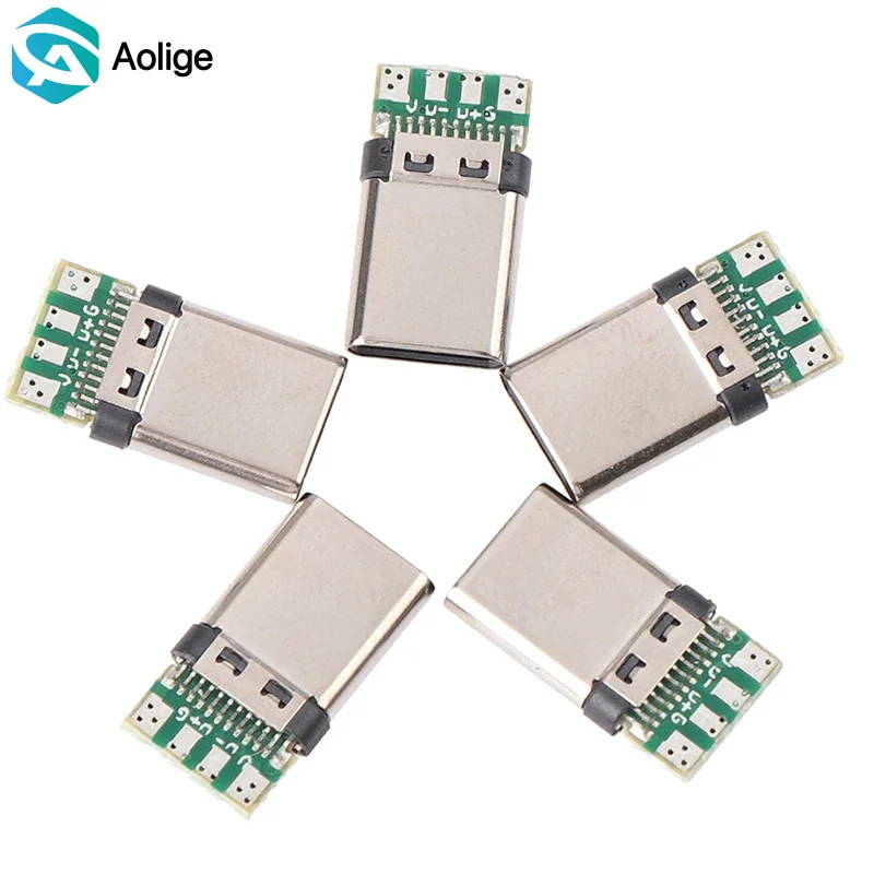 

5Pcs/Pack USB 3.1 Type-C 12PIN Male Solder Plug - Fast Charging Connector for PCB Board & Cable Modular