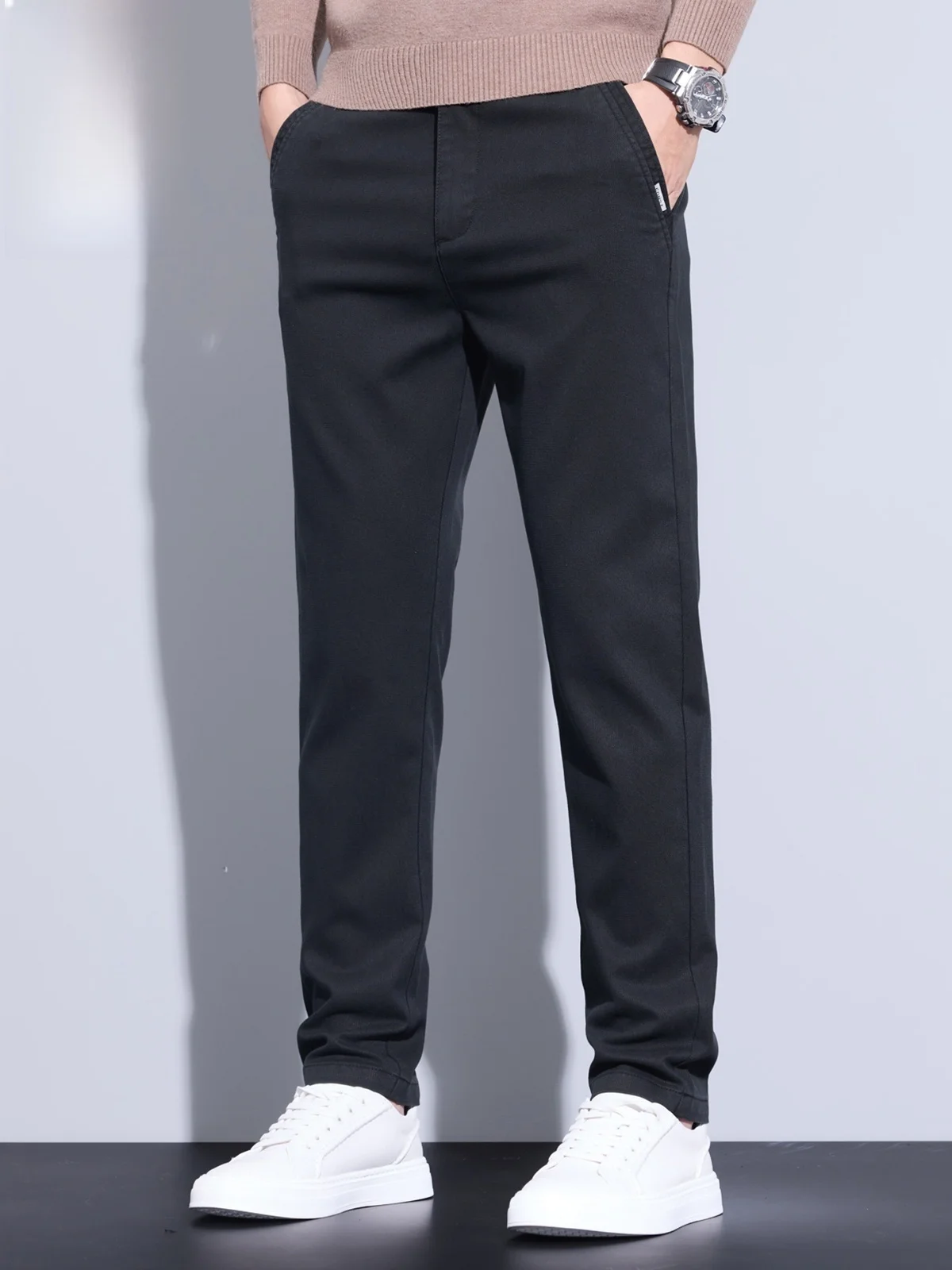 

Men's Casual Pants Spring 2026 New Faion Pure Color Loose Straight Leg Long Trousers Youth Vitali Sle Anti-Wrinkle