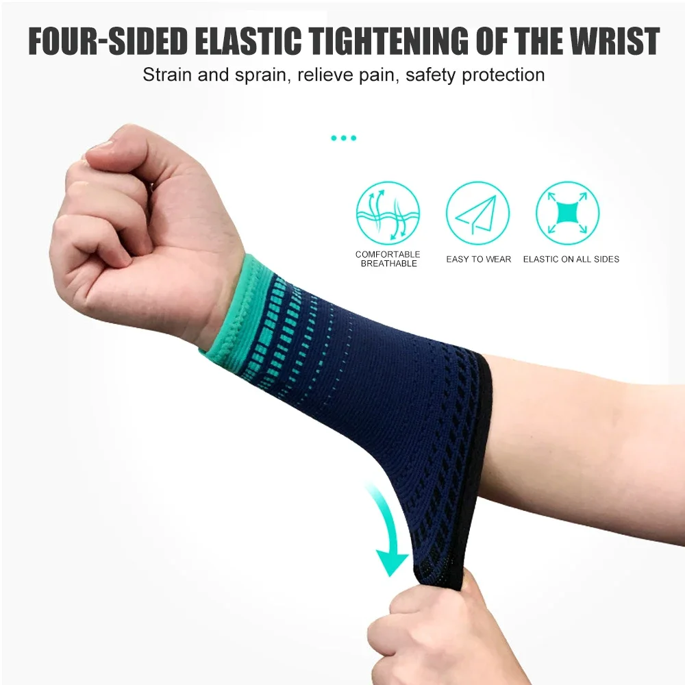 GOMOREON 2Pcs Wrist Band Nylon Knitted - Light, Elastic & Breathable - Men, Women - for Sweat, Sports, Exercise, Workout, Gym