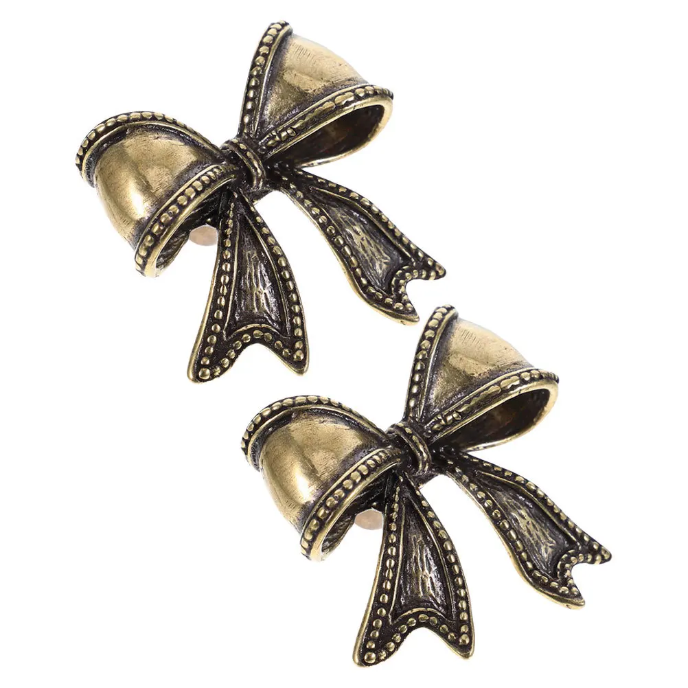 

2Pcs Bowknot Brass Door Handles Durable Bow Shape for Cabinets Porch Dresser Easy Installation Decorative Knobs