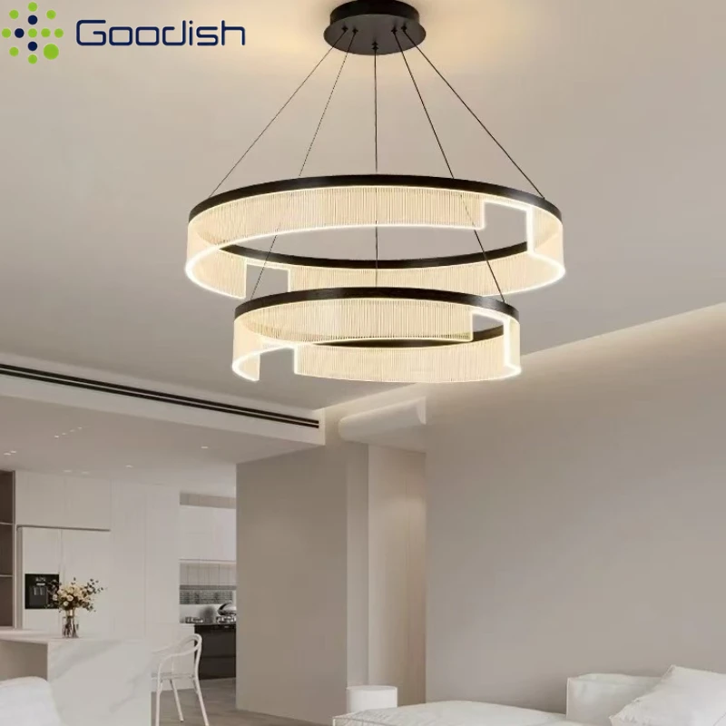 Lámpara colgante moderna de lujo, candelabro acrílico Circular, lámparas colgantes, Lustre, decoración del hogar, candelabro para sala de estar y comedor