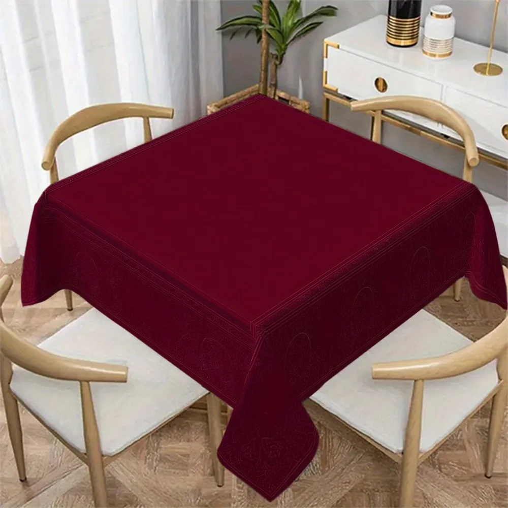 One piece of wine red solid-colored high-end tablecloth, suitable for indoor/outdoor use throughout the seasons.zyc