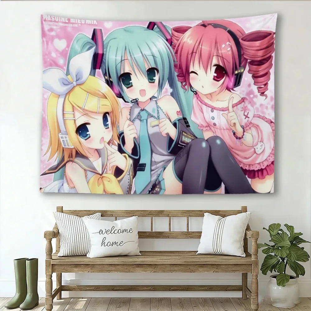 Kamisama Anime Wall Tapestry, Cute Tomoe Nanami Cherry Blossom Print Wall Hanging, Pink Aesthetic Kawaii Manga Tapestry for
