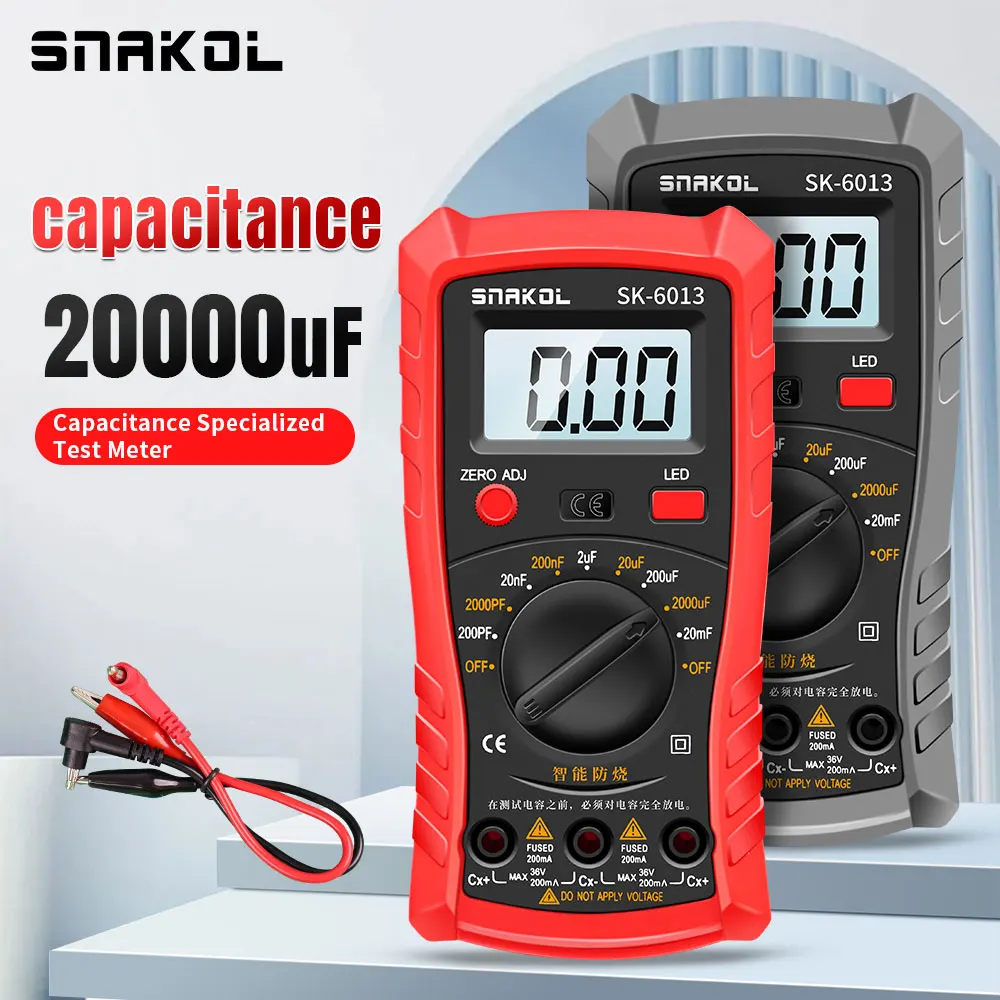 SK-6013 Digital Capacimeter Professional Capacitance Meter 20000uf Capacitor Tester 1999 Counts Electrician Multimeter