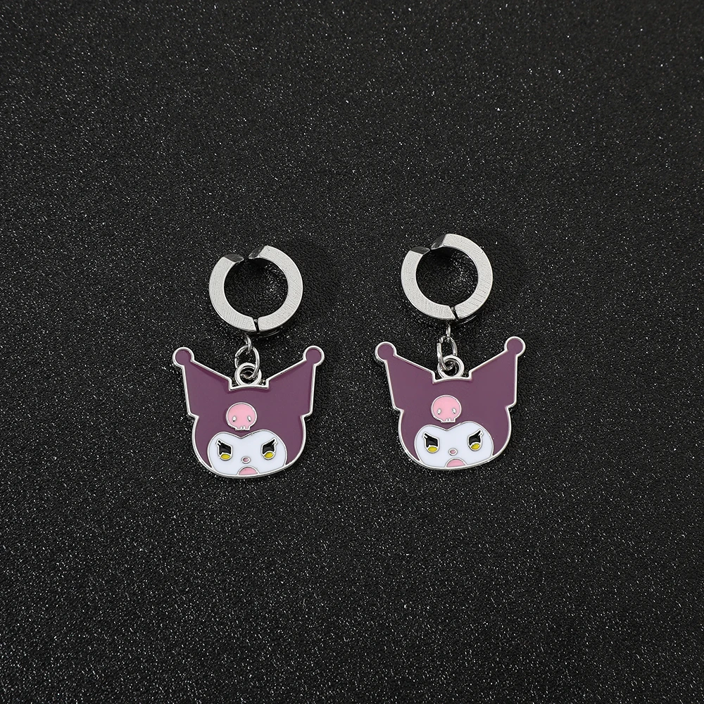 Sanrio Kuromi Anime Cartoon Earrings Fashion and Popular Earclips Cute Girl Earrings Gift