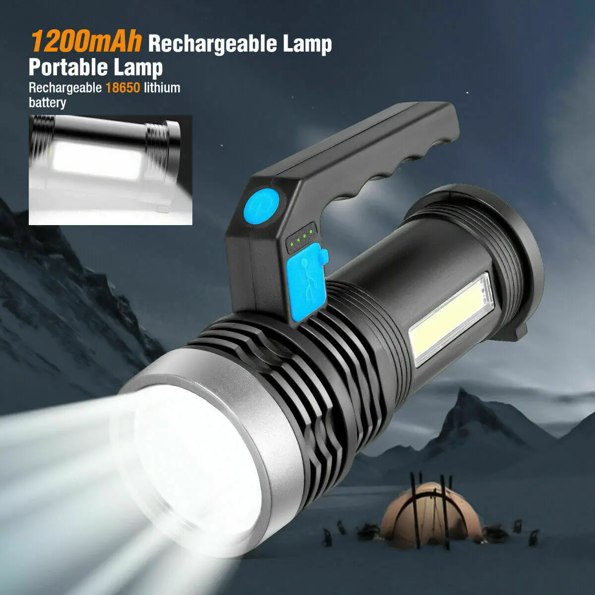 

C2 LED Powerful Flashlight Rechargeable Searchlight Portable Super Bright Handheld Spotlight Fishing Camping BBQ Lantern Torch