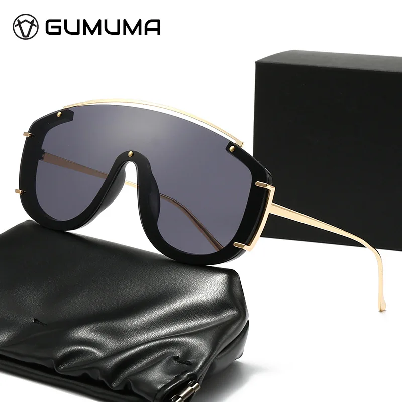 Oversized Wrap Around Sunglasses for Women and Men with Metal Frames Trendy European and American Style UV Protection for Fishing Travel Cycling Driving Stage Performances Party Gatherings Fashionable Ins Style Modern Internet Celebrity Sunglasses