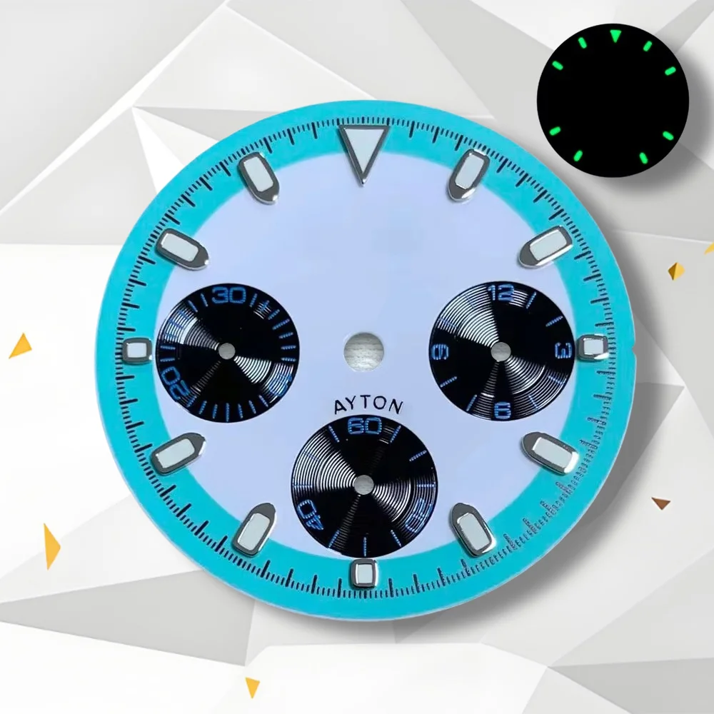 VK63 Dial 29.5mm S Logo DTN Panda Dial Green Luminous Suitable For VK63 Movement Colorful Quality Watch Modification Accessories