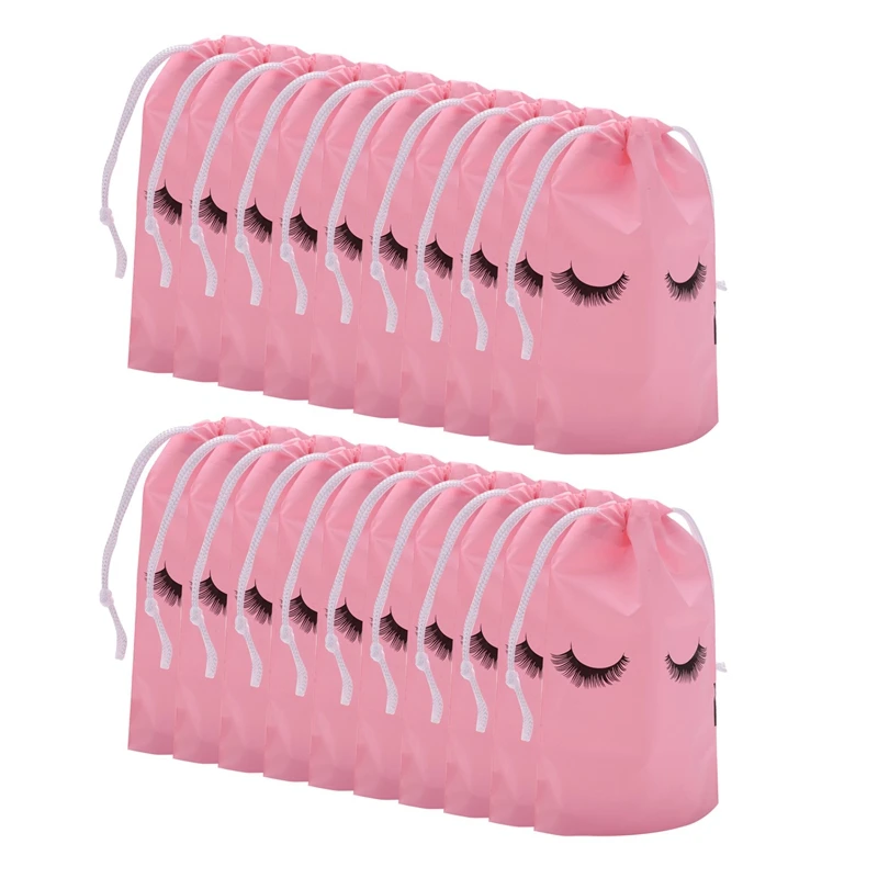 50 piezas bolsas para el cuidado posterior de pestañas bolsas de maquillaje de plástico bolsa de maquillaje de aseo viaje cosmético con cordón