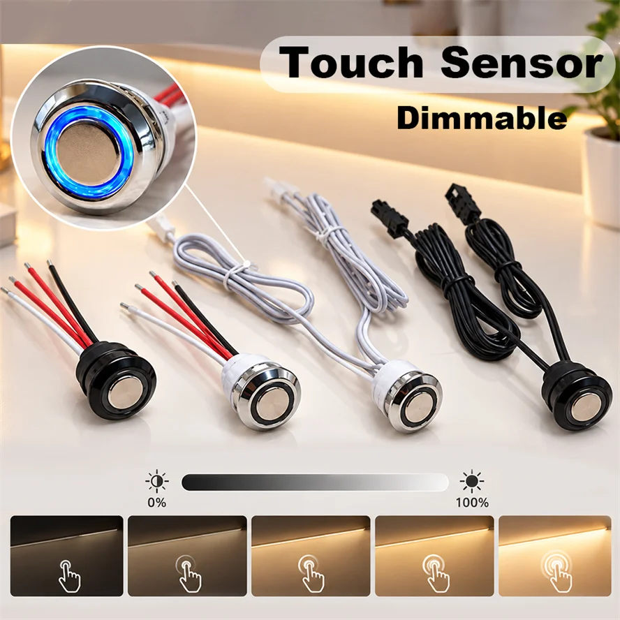 Low Voltage DC3.7V~24V Embedded Touch Dimmer Switch DuPont Line for Side Panel  Wine Bed Cabinet LED Lights Cloakroom Parts