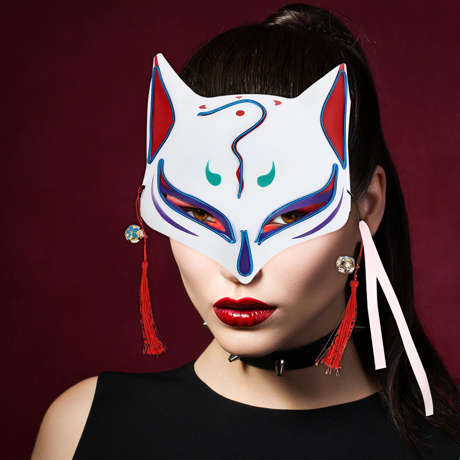 

Fox Mask Halloween Masquerade Prop Lighted Masks Clothing Plastic Party Decorative Child Creative Illuminated