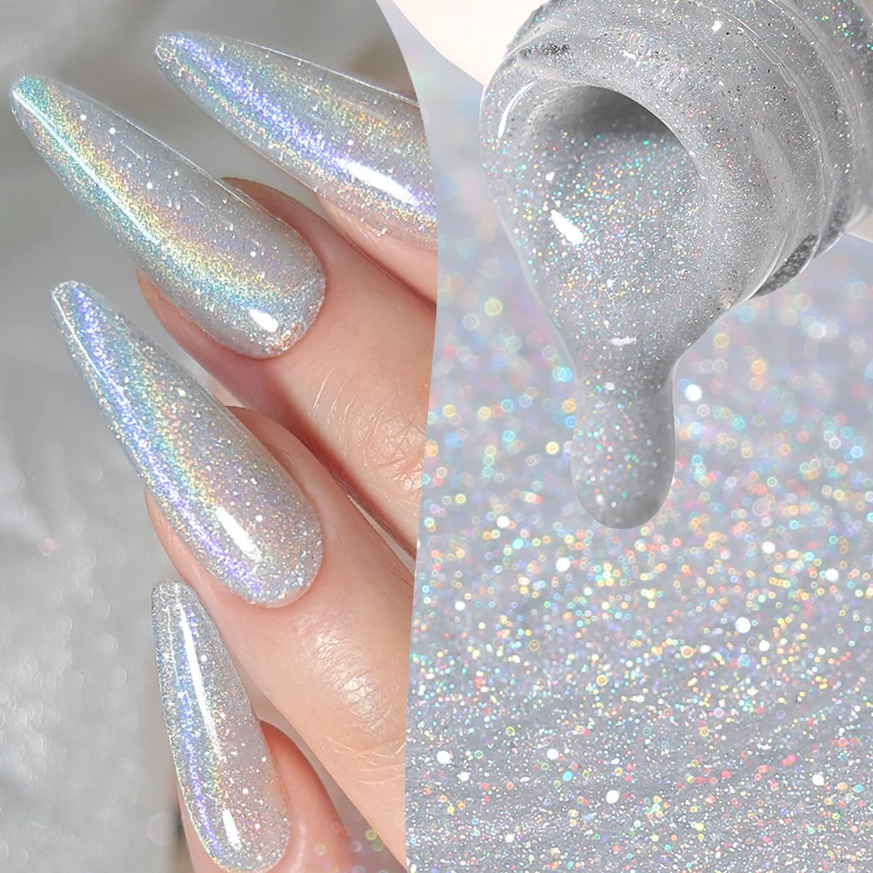BORN PRETTY 1 Stück 10ml Holographischer Glitzer Fantastischer Weißer Reflektierender Katzenaugen-Magnetgel-Nagellack Galaktischer Soak-Off UV-LED-Kunstlack