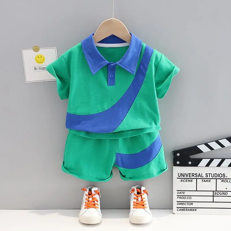 baby boy  Fashion polo shirt kids boy summer new clothing baby boy suit Spot goods T-shirt