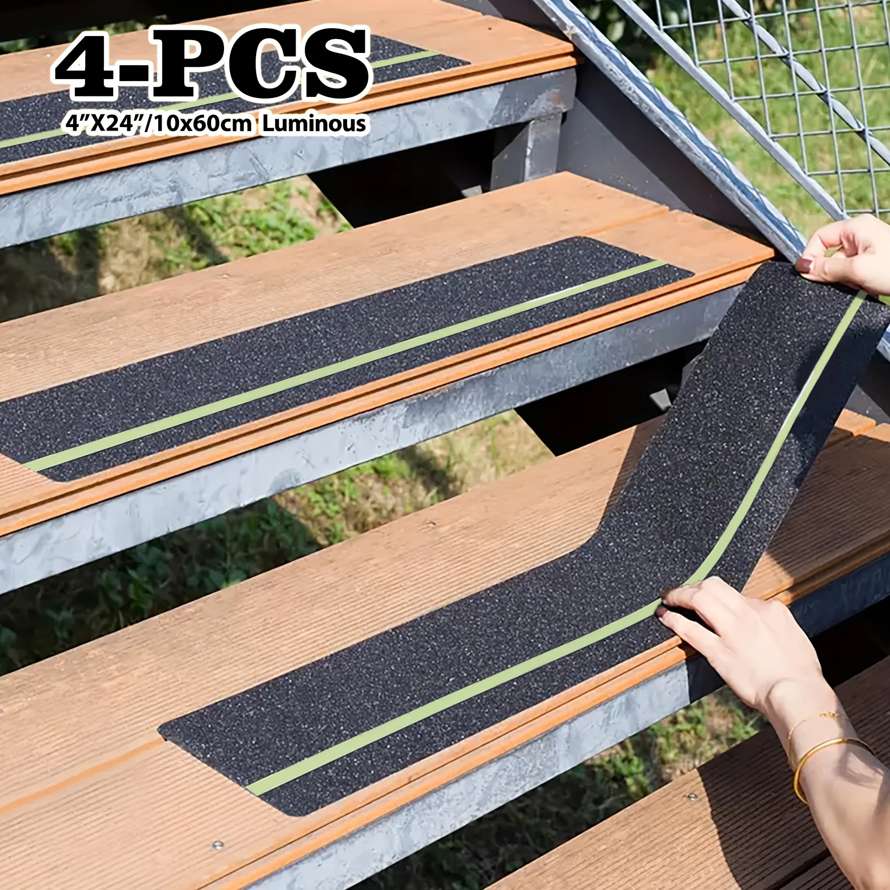 

4Pcs Luminous Anti-slip Tape, Self-adhesive Step Stickers Are Suitable for Winter, Rainy and Snowy Days, Skateboards and Stairs