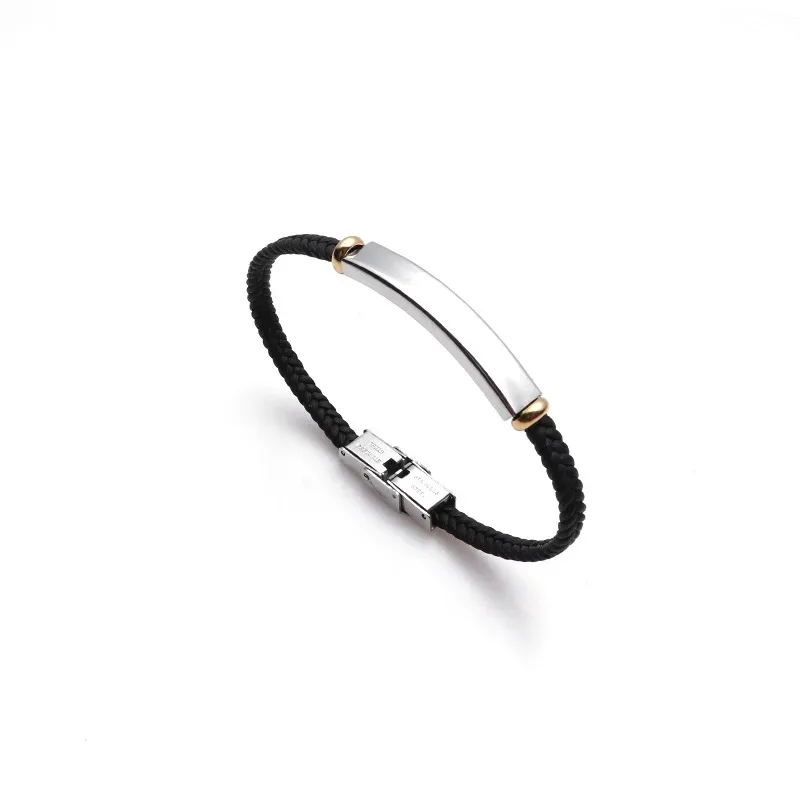 Punk SOS Benutzerdefinierte Text Dünne Leder Männer Armband Personalisierte Gravieren Logo Name Edelstahl Armbänder Für Frauen – Detail 7