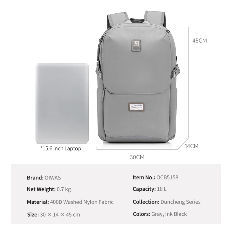 OIWAS Laptop Bag Protective Cover Eco-Friendly Wear-Resistant Water-Repellent Multi-Functional Partitioned Computer Case