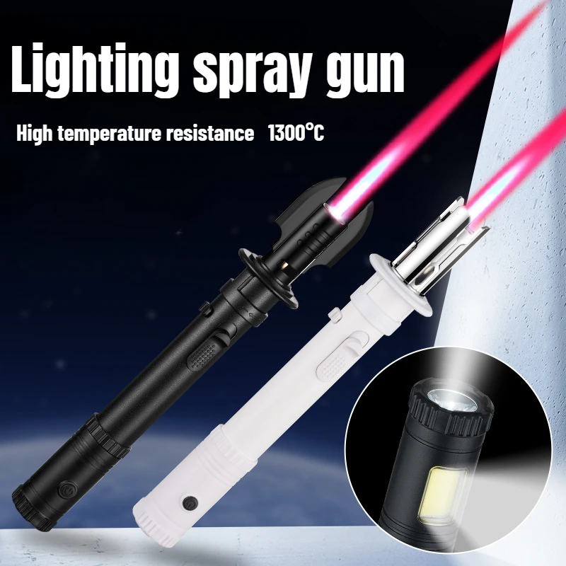 

New Metal Belt Flashlight Planet Lightsaber Spray Gun Windproof Inflatable Cigar Lighter Outdoor Barbecue Ignition Gun Igniter