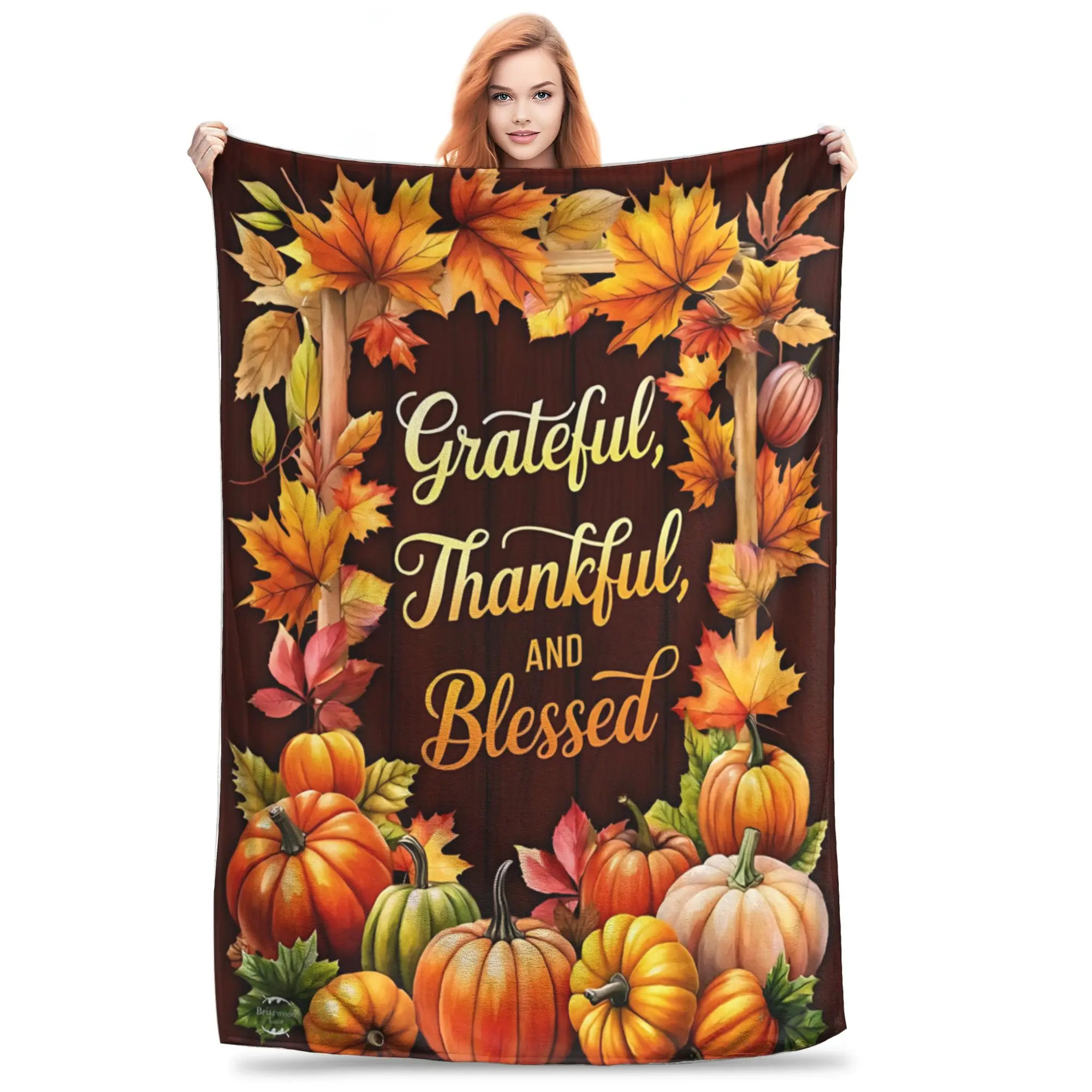 1PC Home Thankful Grateful Blessed Blanket Throw Blanket  Novelty Warm Blanket All Season Gift for Happy Halloween Give Thanks