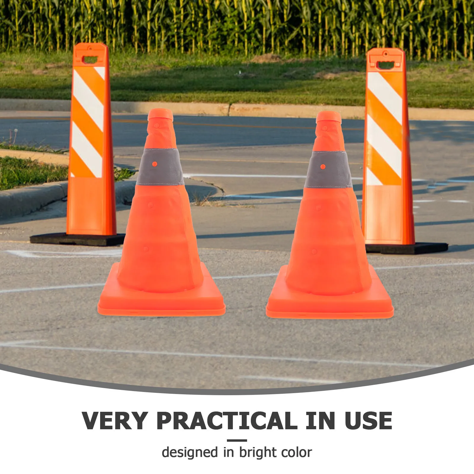 

2Pcs Collapsible Traffic Cone Durable Reflective Safety Cone for Parking Lots Road Traffic Control Cones Emergency Road Cones