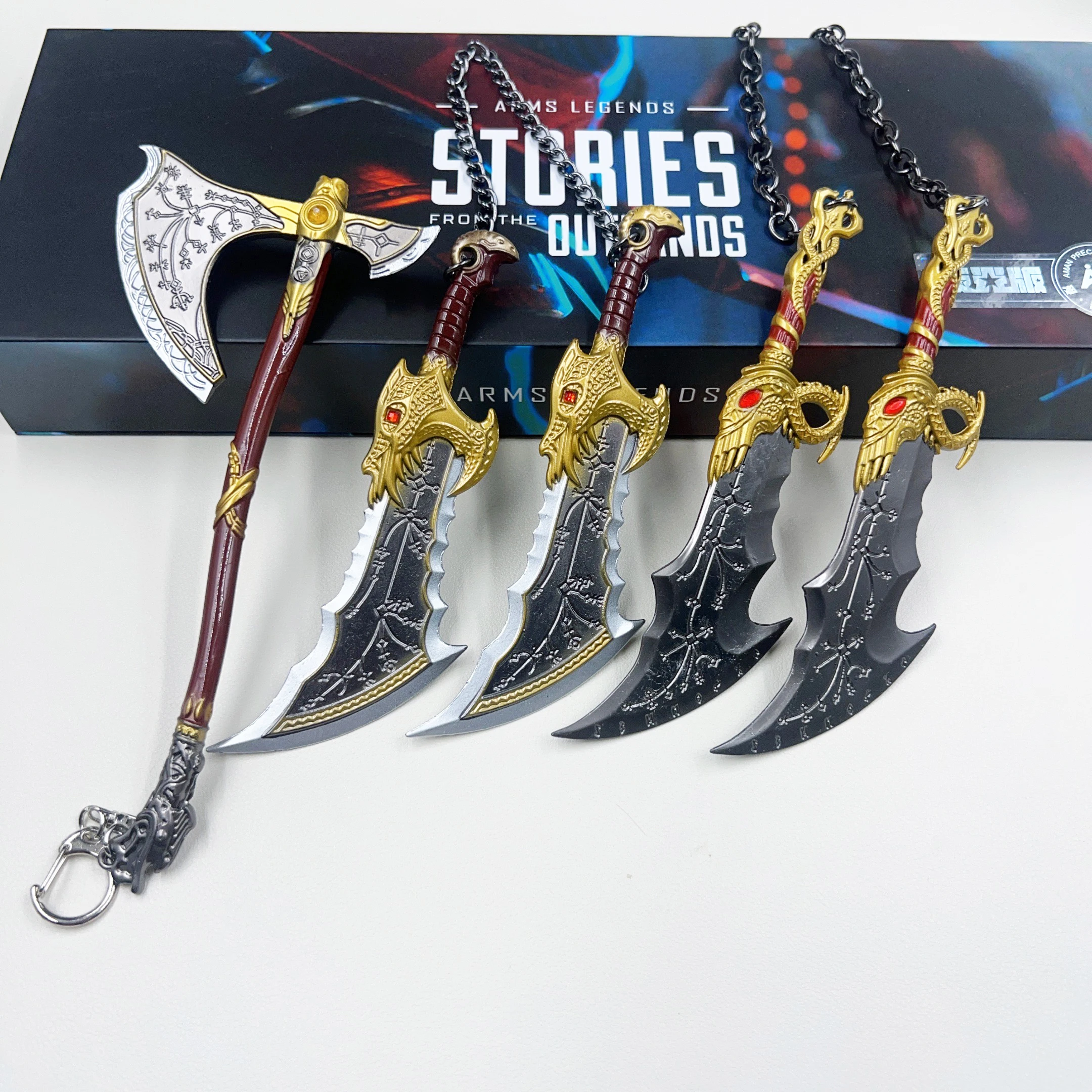 52 см Клинок Хаоса Левиафана Топор с подарочной коробкой Игра Пельфория Бог войны Цельнометаллические Кратос Двойной меч Модель Брелок Подарки