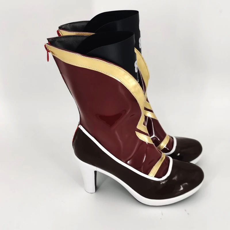 Umamusume hübsches Derby Maru Zensky Cosplay Schuhe Stiefel Maru Zensky Cosplay lange braune Perücke Haar Halloween Party Requisiten