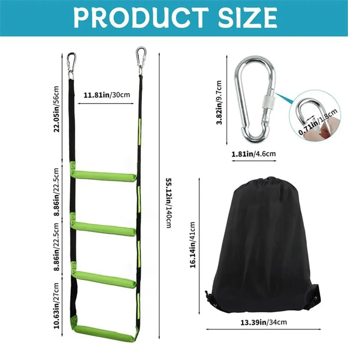 useful Boat Rope Ladder, Climbing Marine Rope Ladder with Reinforced Steps for Inflatable Boat, Pontoon Boat, Kayak Four Step