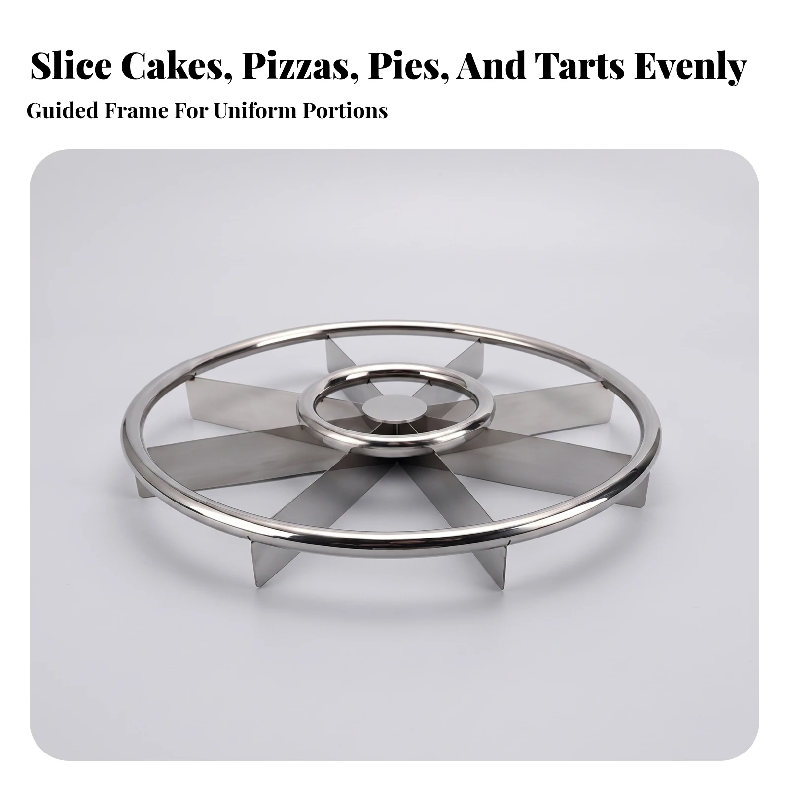 Cake Cutter 8-Slice Pie Portioner Pie Cutter Equal Portions Divider Uniform for Bakers, Parties
