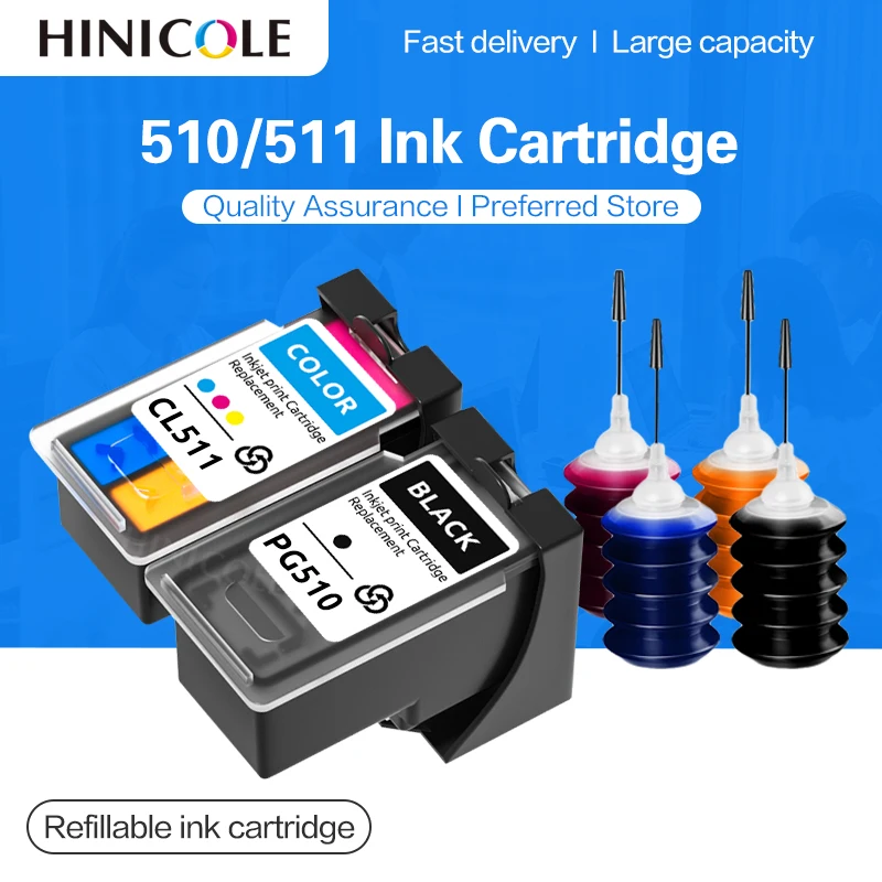 Чернильный картридж HINICOLE PG510 CL511 для Canon PG-510 PG 510 CL 511, совместимый с Pixma IP2700 MP240 MP270 MP480 MX320 MP250 MP280