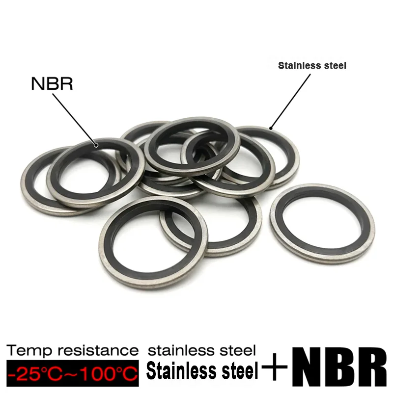 2Pcs Bonded Seal Washer Metal Rubber Gasket + NBR O‑Ring Kit M5 M6 M8 M10 M12 M14 to M60 Metric Hydraulic Fitting Sealing Washer