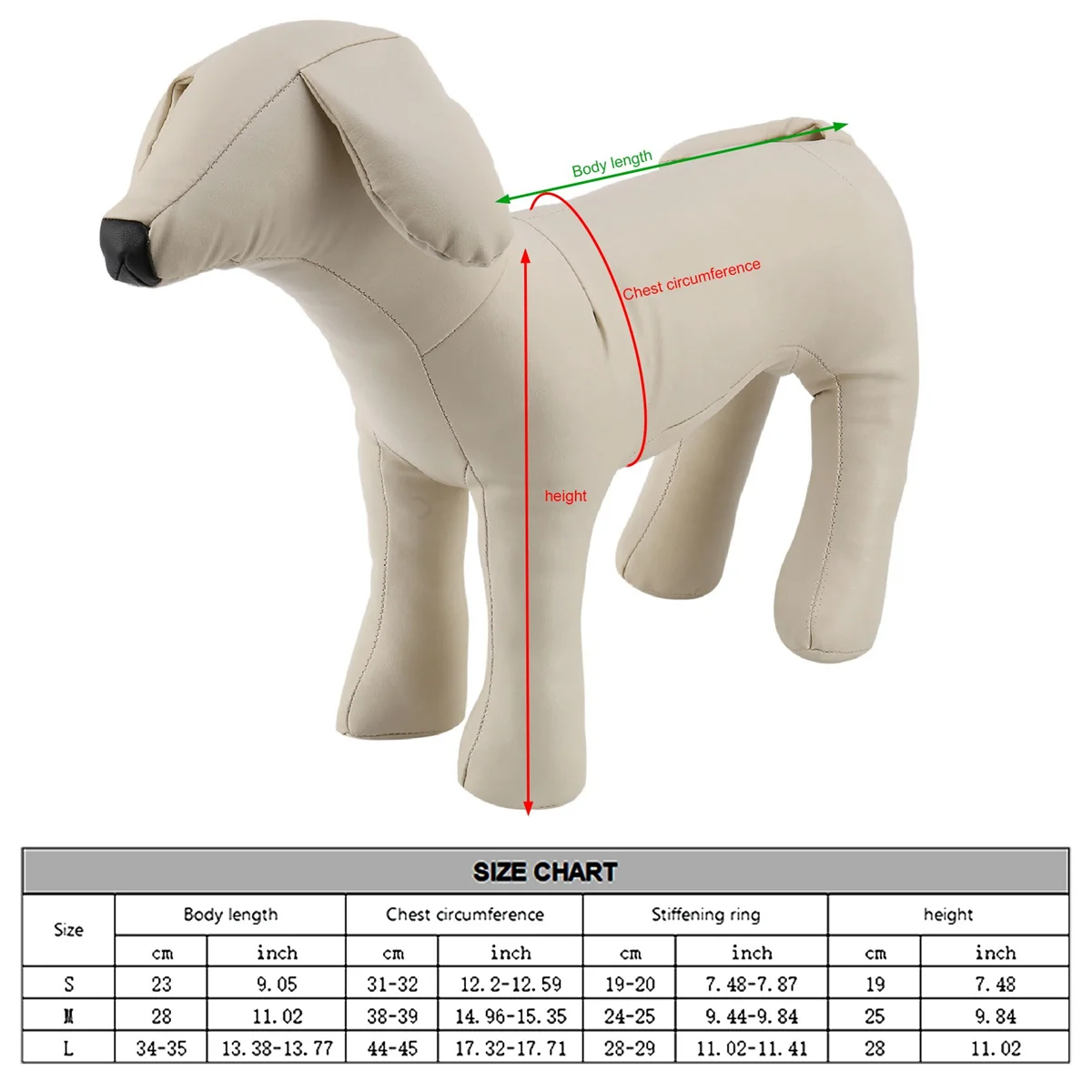 

L68ALeather Dog Mannequins Standing Position Dog Models Toys Pet Animal Shop Display Mannequin White M