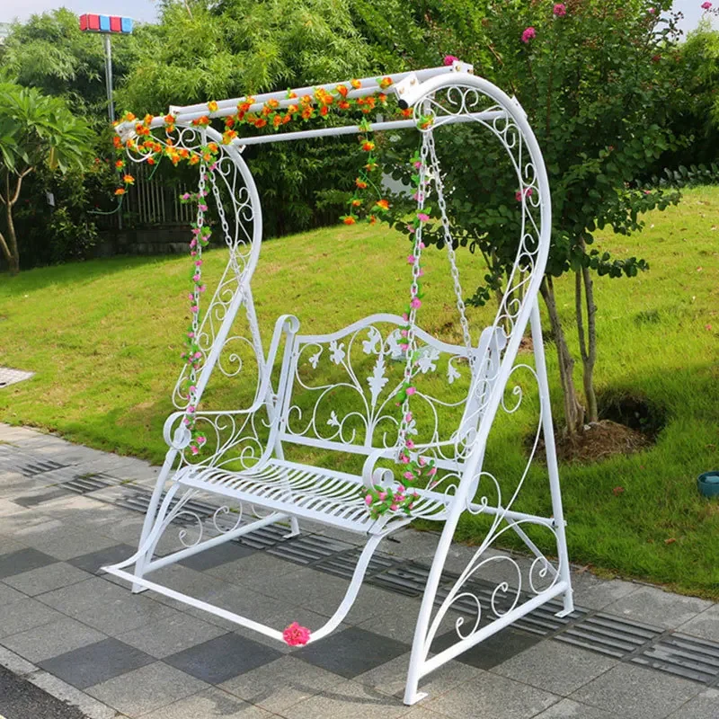 New Metal/Iron Double seat Swing Chairs Vintage Wrought Iron Art Garden Swing Hanging Garden Double Outdoor Patio Swing chair