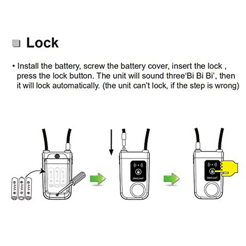 AAAEL-จักรยาน/รถจักรยานยนต์ล็อคโซ่บลูทูธสมาร์ท Anti-Theft ALARM 110Db APP ควบคุม Keyless ประตู/ประตูการออกแบบสีดํา