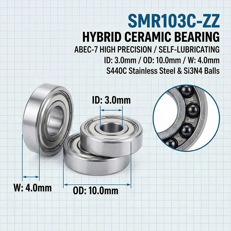 

10 шт. подшипников для рыболовных снастей 3x10x4 SMR103 SMR103C L1030 ZZ, гибридные керамические подшипники из нержавеющей стали 3*10*4, радиальные шарикоподшипники