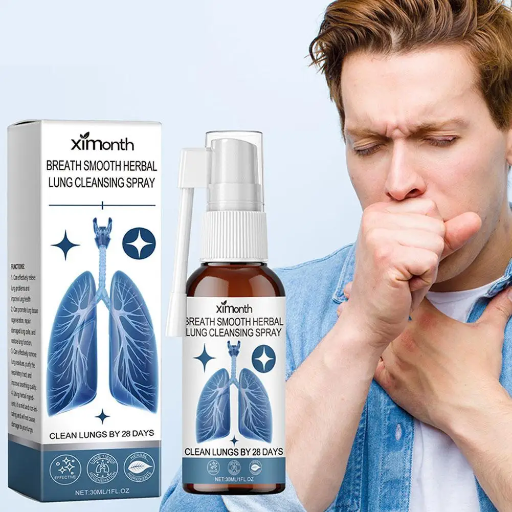 30ml Herbal Lung Cleansing Spray Breath Detox Herbal Lung Cleanser Spray Smokers Clear Nasal Mist Clear Dry Throat Spray Care