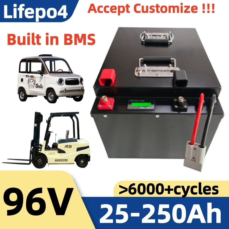 96V 25Ah 50Ah 70Ah 100Ah 120Ah 150Ah 200Ah 250Ah Lifepo4 Battery with BMS 32S for 5KW 8KW 10KW Golf Cart Tour Bus Van AGV