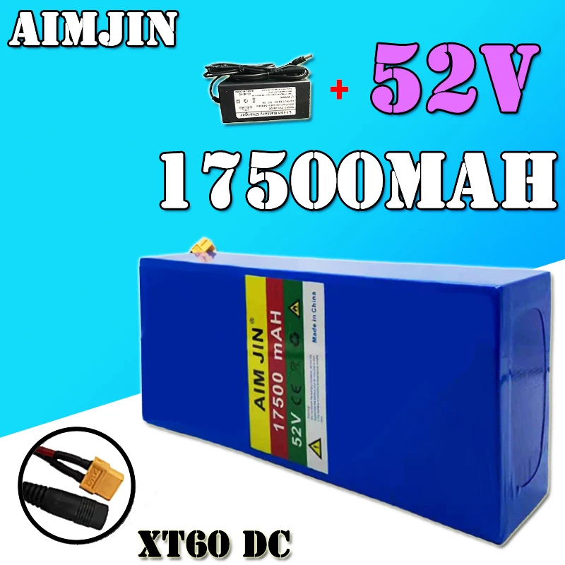 

52V 14S5P 17500mAh 18650 1500W lithium battery, high-power suitable for electric bicycles, scooters+58.8V 2A charger