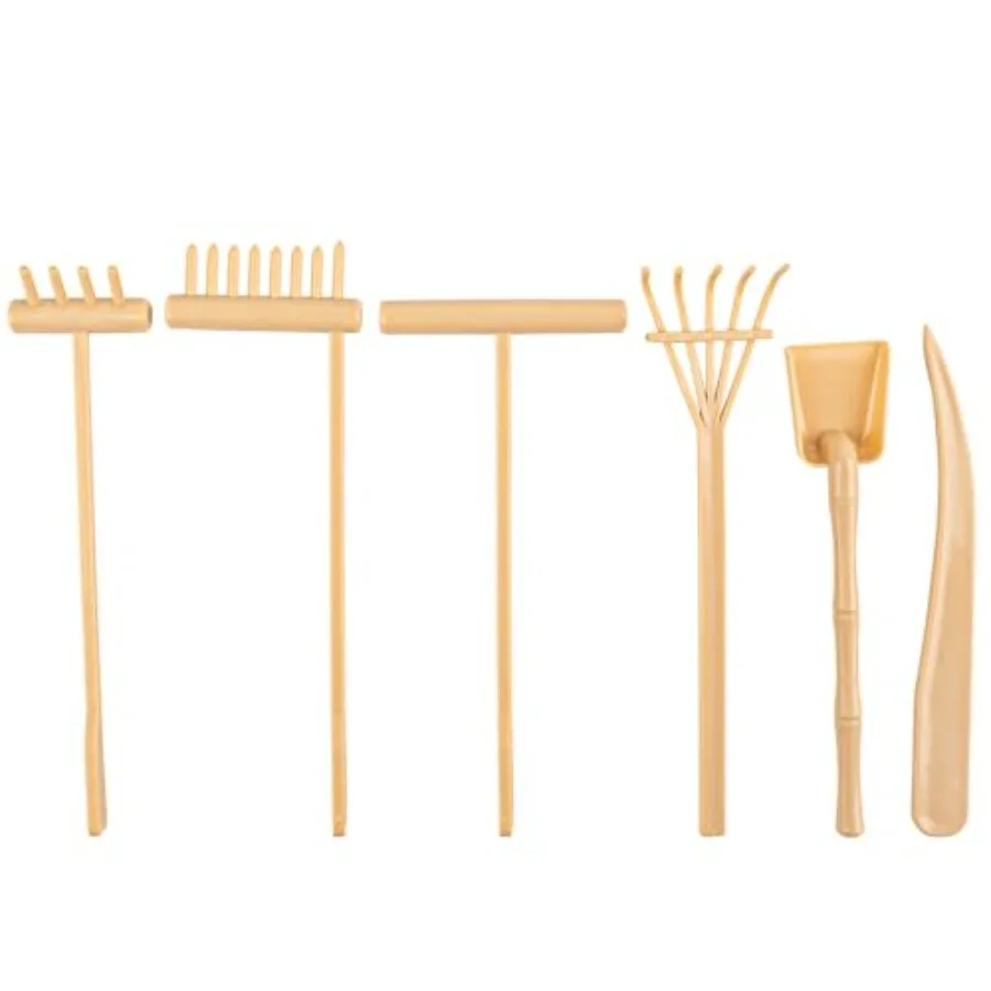 

6 Pack Mini Zen Garden Rake Tools Plastic Small Sand Decoration for Meditation and Desk Decor in Pastel Colors with Detailed De