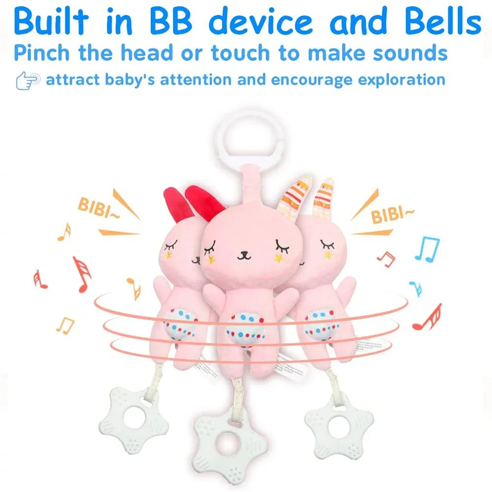 Stroller Car Seat Crib Baby Hanging Baby Rattles with Teethers Soft Plush Toys Development Infant for Newborn Gifts