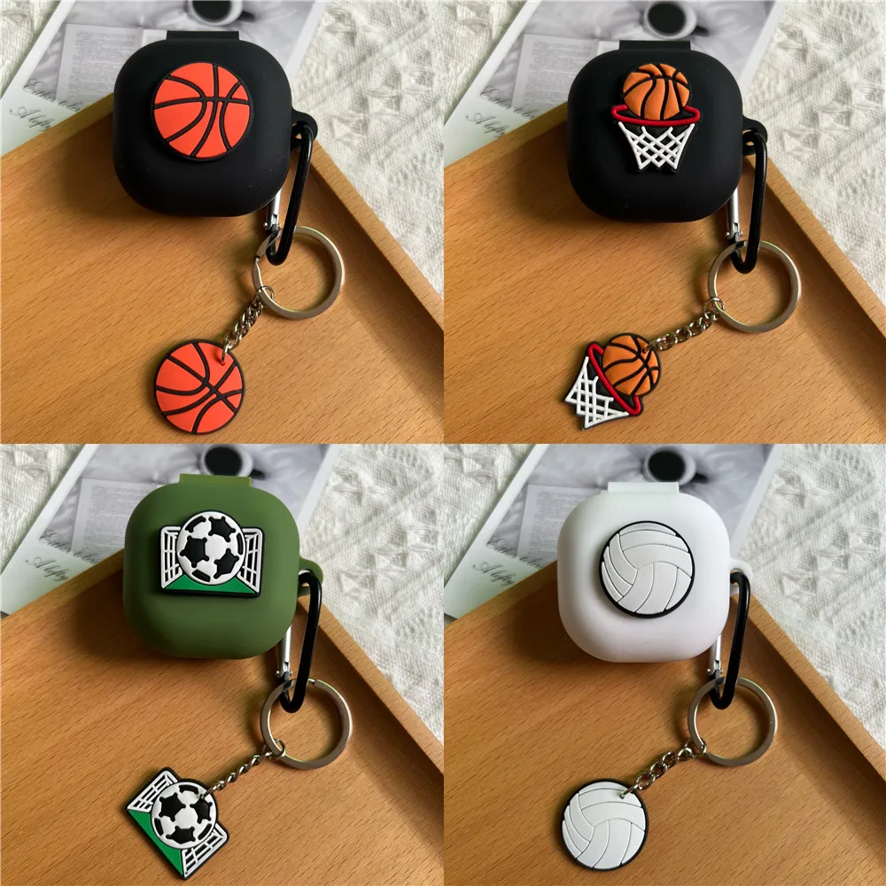 Cute Basketball For Samsung Galaxy Buds FE/2/live/2 pro /pro Cartoon Silicone Soft Cover for Samsung Buds Live Bags With Keyring