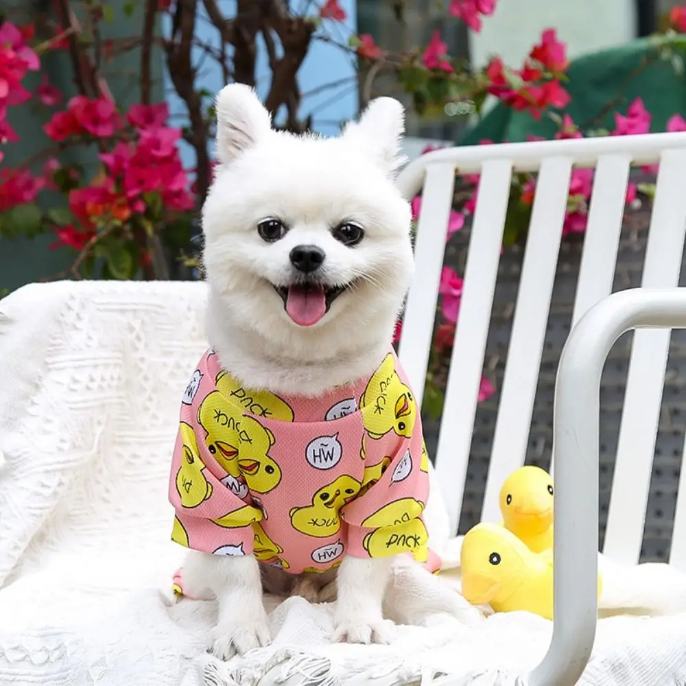 Dog Outgoing Clothes Cartoon Duck Puppy Dog Pajamas Polyester Breathable Pet Jumpsuit Soft Puppy Rompers For Dogs Puppy