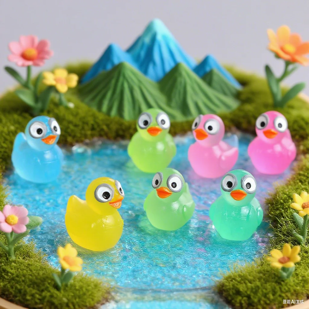 10/20 قطعة شخصيات بطة الراتنج الصغيرة القراصنة الصغيرة البط تمثال مصغرة الحيوانات الحلي DIY بها بنفسك الجنية حديقة الزجاج الحاويات