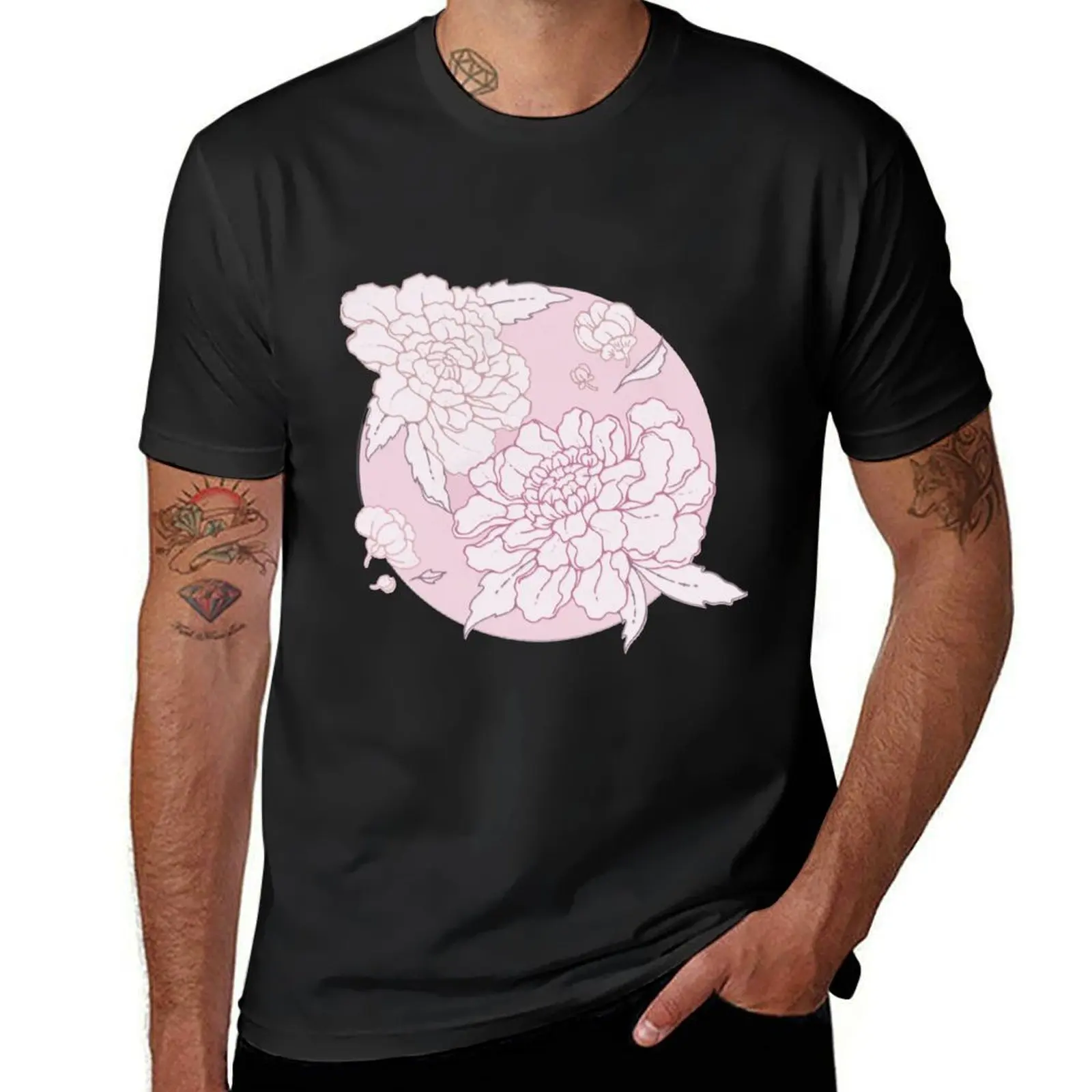 Peonies in Full Bloom T-Shirt oversizeds Short sleeve tee hippie clothes fitted t shirts for men